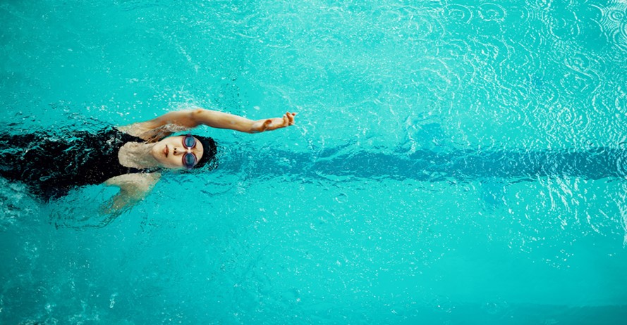 Women swimming on a pool