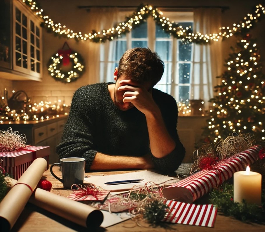 Man stressed by upcoming holidays